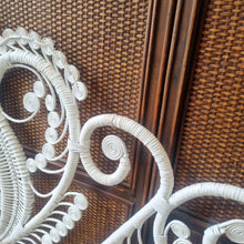 Load image into Gallery viewer, WHITE WICKER PEACOCK BEDHEAD FOR DOUBLE BED