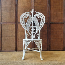 Load image into Gallery viewer, WHITE WICKER PEACOCK BEDROOM CHAIR.