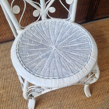 Load image into Gallery viewer, WHITE WICKER PEACOCK BEDROOM CHAIR.