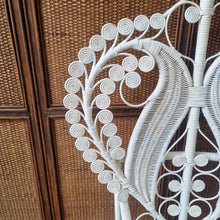 Load image into Gallery viewer, WHITE WICKER PEACOCK BEDROOM CHAIR.