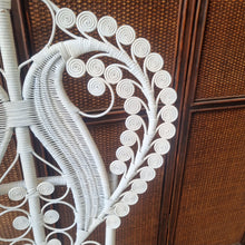 Load image into Gallery viewer, WHITE WICKER PEACOCK BEDROOM CHAIR.