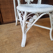 Load image into Gallery viewer, WHITE WICKER PEACOCK BEDROOM CHAIR.
