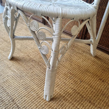 Load image into Gallery viewer, WHITE WICKER PEACOCK BEDROOM CHAIR.