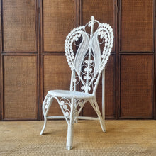 Load image into Gallery viewer, WHITE WICKER PEACOCK BEDROOM CHAIR.