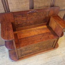 Load image into Gallery viewer, VINTAGE SOLID HARDWOOD 'SETTLE BENCH' HALL SEAT