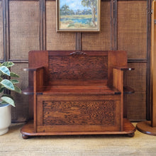 Load image into Gallery viewer, VINTAGE SOLID HARDWOOD 'SETTLE BENCH' HALL SEAT