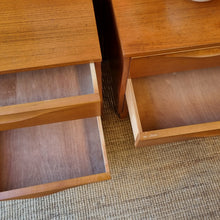 Load image into Gallery viewer, VINTAGE PAIR OF TEAK BEDSIDE DRAWERS BY RELIANCE FURNITURE