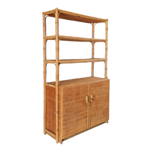 Load image into Gallery viewer, VINTAGE CANE & RATTAN WALL UNIT DISPLAY CABINET