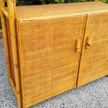 Load image into Gallery viewer, VINTAGE CANE & RATTAN WALL UNIT DISPLAY CABINET