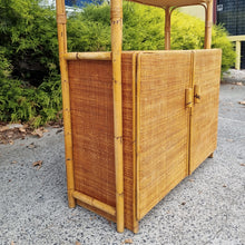 Load image into Gallery viewer, VINTAGE CANE & RATTAN WALL UNIT DISPLAY CABINET
