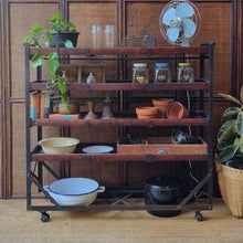 Load image into Gallery viewer, VINTAGE INDUSTRIAL SHOE TROLLEY DISPLAY SHELF RACK
