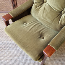 Load image into Gallery viewer, VINTAGE TESSA T1 GREEN VELOUR ARMCHAIR