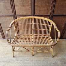 Load image into Gallery viewer, VINTAGE CANE SETTEE WITH ORIGINAL CUSHION