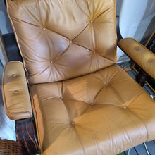 Load image into Gallery viewer, VINTAGE DANISH SWIVEL LEATHER ARMCHAIR