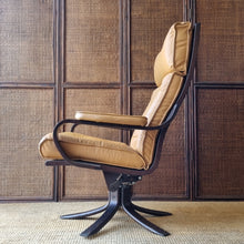 Load image into Gallery viewer, VINTAGE DANISH SWIVEL LEATHER ARMCHAIR