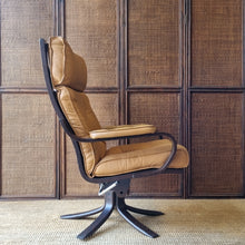 Load image into Gallery viewer, VINTAGE DANISH SWIVEL LEATHER ARMCHAIR