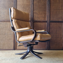 Load image into Gallery viewer, VINTAGE DANISH SWIVEL LEATHER ARMCHAIR