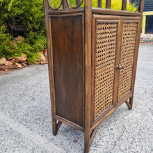 Load image into Gallery viewer, VINTAGE CANE & RATTAN HUTCH CABINET