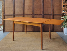Load image into Gallery viewer, MID CENTURY TEAK EXTENDABLE DINING TABLE BY KOLTER FURNITURE