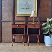 Load image into Gallery viewer, PAIR OF VINTAGE OAK BEDSIDE TABLES