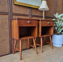 Load image into Gallery viewer, PAIR OF VINTAGE OAK BEDSIDE TABLES