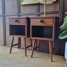 Load image into Gallery viewer, PAIR OF VINTAGE OAK BEDSIDE TABLES