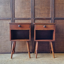 Load image into Gallery viewer, PAIR OF VINTAGE OAK BEDSIDE TABLES