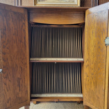Load image into Gallery viewer, ANTIQUE OAK RECORDS CABINET