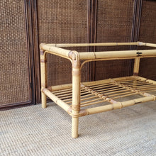 Load image into Gallery viewer, LARGE CANE COFFEE TABLE WITH GLASS TOP