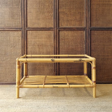 Load image into Gallery viewer, LARGE CANE COFFEE TABLE WITH GLASS TOP