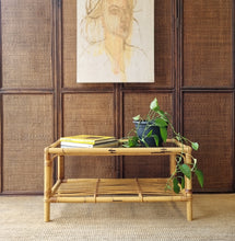 Load image into Gallery viewer, LARGE CANE COFFEE TABLE WITH GLASS TOP
