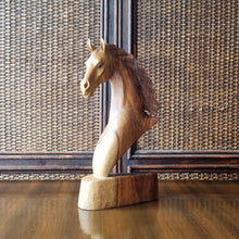 Load image into Gallery viewer, VINTAGE MID CENTURY HAND CARVED TEAK HORSE BUST
