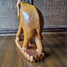 Load image into Gallery viewer, VINTAGE MID CENTURY HAND CARVED TEAK ELEPHANT SCULPTURE