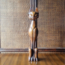 Load image into Gallery viewer, VINTAGE MID CENTURY CARVED TEAK SIAMESE CAT SCULPTURE