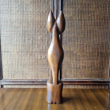 Load image into Gallery viewer, VINTAGE MID CENTURY CARVED TEAK SIAMESE CAT SCULPTURE