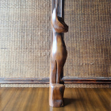 Load image into Gallery viewer, VINTAGE MID CENTURY CARVED TEAK SIAMESE CAT SCULPTURE