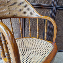 Load image into Gallery viewer, OAK BENTWOOD & RATTAN SWIVEL OFFICE CHAIR