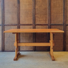 Load image into Gallery viewer, VINTAGE SOLID PINE TRESTLE STYLE RUSTIC FARMHOUSE REFECTORY TABLE