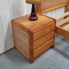 Load image into Gallery viewer, VINTAGE 3 PIECE PINE & RATTAN BEDROOM SUITE