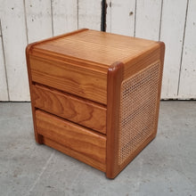 Load image into Gallery viewer, VINTAGE 3 PIECE PINE & RATTAN BEDROOM SUITE