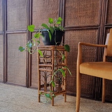 Load image into Gallery viewer, VINTAGE CANE RATTAN HEXAGONAL PLANT STAND SIDE TABLE