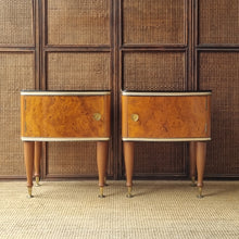 Load image into Gallery viewer, PAIR OF VINTAGE BURL BEDSIDE CABINETS