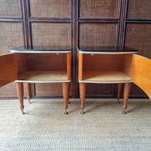 Load image into Gallery viewer, PAIR OF VINTAGE BURL BEDSIDE CABINETS