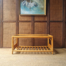Load image into Gallery viewer, LARGE VINTAGE CANE COFFEE TABLE WITH GLASS TOP