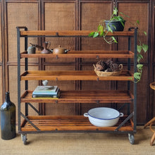 Load image into Gallery viewer, VINTAGE INDUSTRIAL SHOE TROLLEY COBBLER'S RACK DISPLAY SHELF RACK