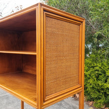 Load image into Gallery viewer, VINTAGE LUXE RATTAN AND SOLID WOOD WALL UNIT DISPLAY CABINET