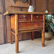 Load image into Gallery viewer, RUSTIC RECLAIMED ELM CONSOLE TABLE / KITCHEN ISLAND / TV CABINET
