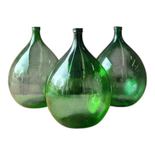 Load image into Gallery viewer, VINTAGE ITALIAN EMERALD GREEN GLASS ONION DEMIJOHNS.