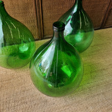 Load image into Gallery viewer, VINTAGE ITALIAN EMERALD GREEN GLASS ONION DEMIJOHNS.