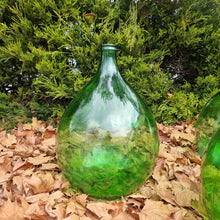 Load image into Gallery viewer, VINTAGE ITALIAN EMERALD GREEN GLASS ONION DEMIJOHNS.